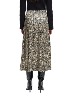 ICHI Lizica Animal Print A-Line Midi Skirt - view 2, Brown