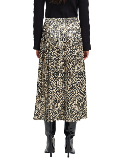 ICHI Lizica Animal Print A-Line Midi Skirt - view 2, Brown