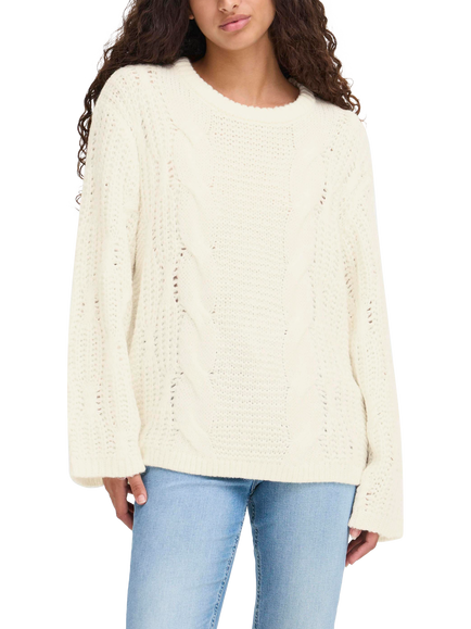 ICHI Anela Long Sleeve Knit Jumper, Almond Milk