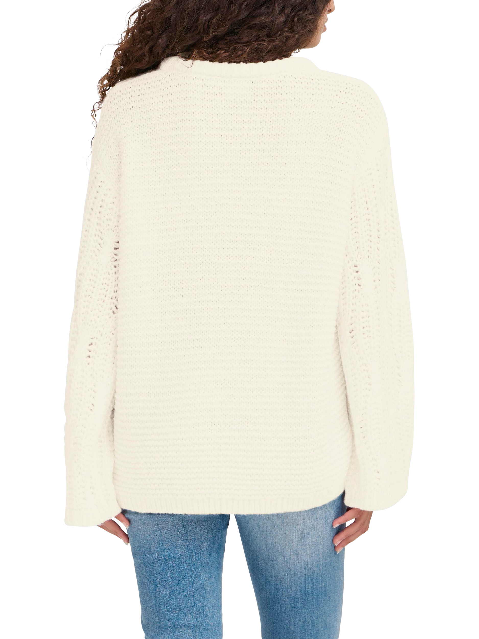 Product image 2 of 7, which shows ICHI Anela Long Sleeve Knit Jumper , Almond Milk, XS