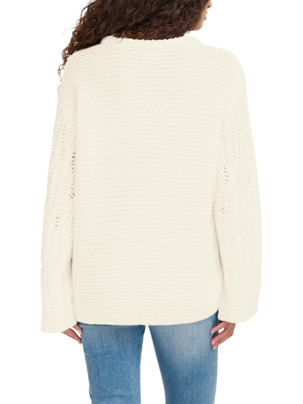ICHI Anela Long Sleeve Knit Jumper - view 2, Almond Milk