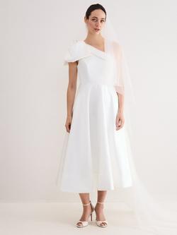 Phase Eight Josephine One Shoulder Bow Midi Wedding Dress, Ivory, Ivory