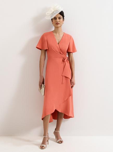Phase Eight Julissa Short Sleeve Wrap Dress, Orange, Orange