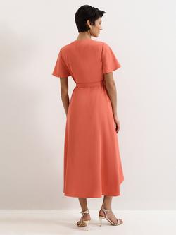 Phase Eight Julissa Short Sleeve Wrap Dress, Orange - view 2, Orange