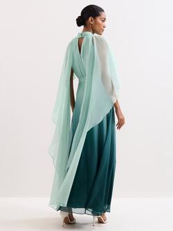 Phase Eight Aspen Ombre Cape Maxi Dress, Teal - view 2, Teal
