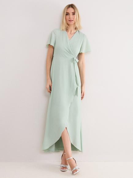 Phase Eight Petite Julissa Textured Wrap Maxi Dress, Pale Green, Pale Green