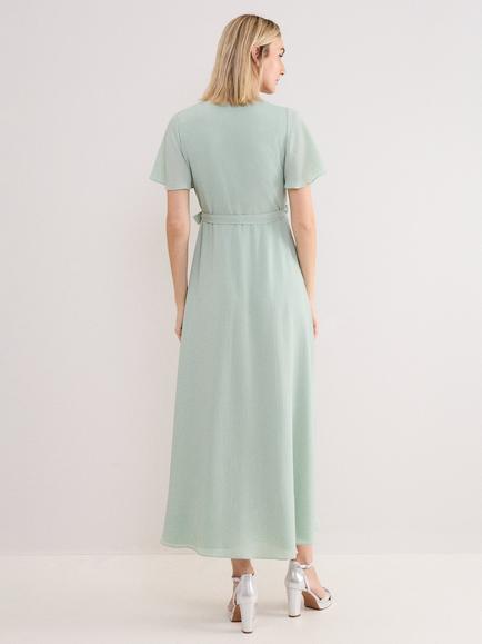 Phase Eight Petite Julissa Textured Wrap Maxi Dress, Pale Green - view 2, Pale Green