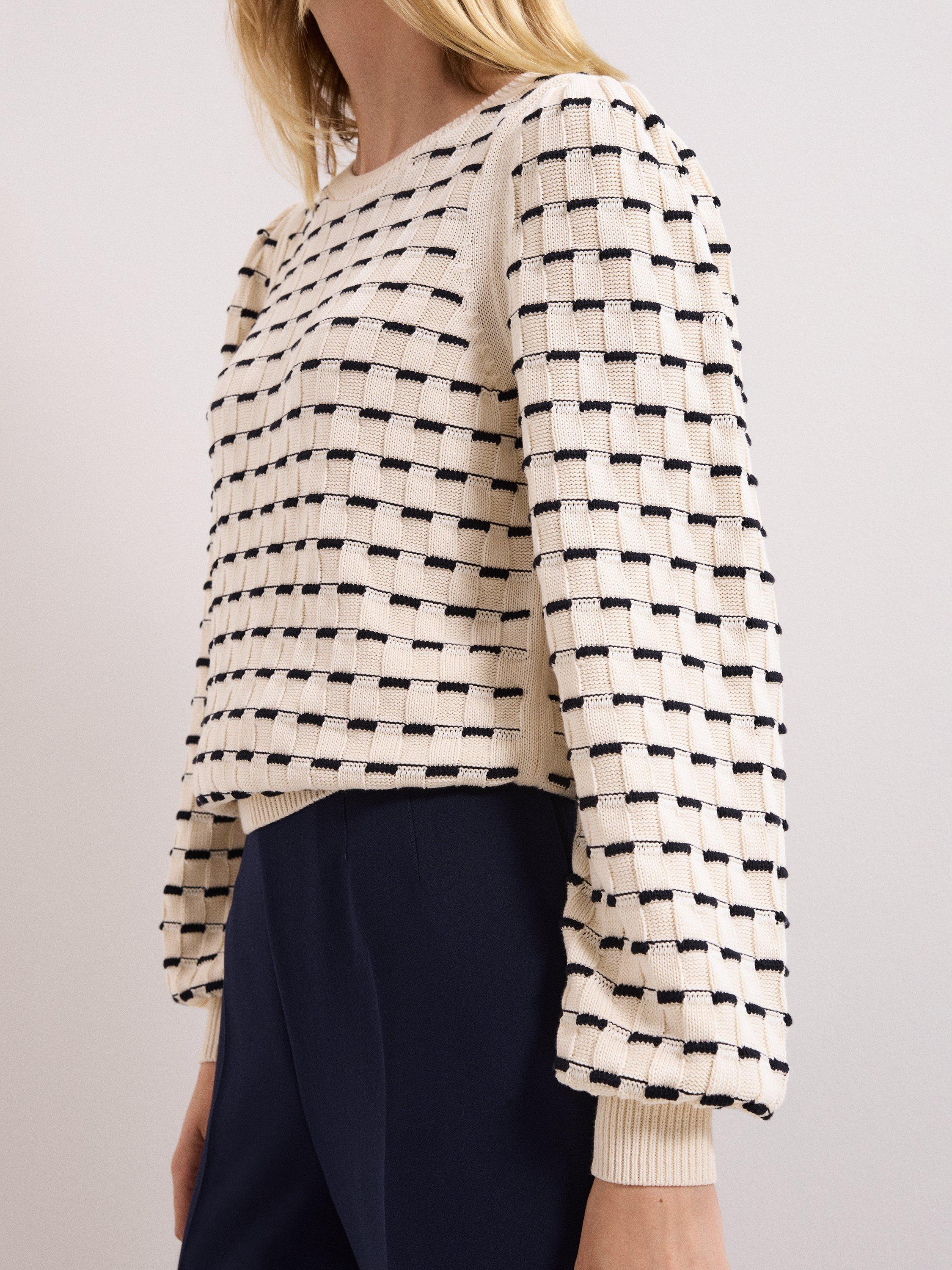 Product image 7 of 9, which shows Phase Eight Connie Textured Square Jumper, Ivory, L
