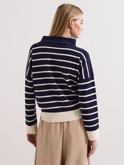 Phase Eight Salima Stripe Jumper - view 2, Navy/Ivory