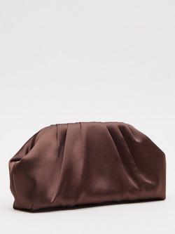 Phase Eight Satin Clutch Bag, Brown - view 2, Brown