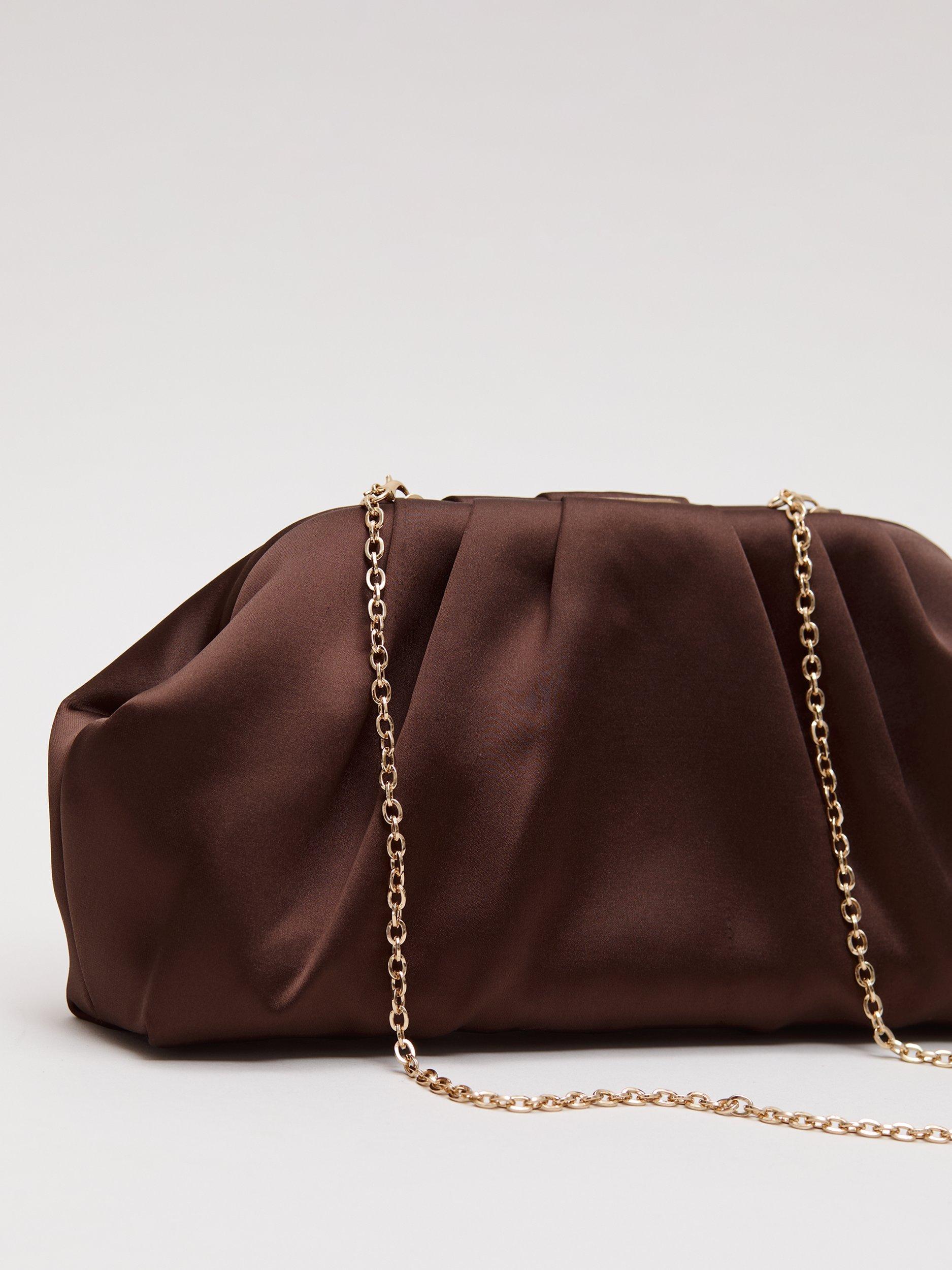 Product image 3 of 9, which shows Phase Eight Satin Clutch Bag, Brown, One Size
