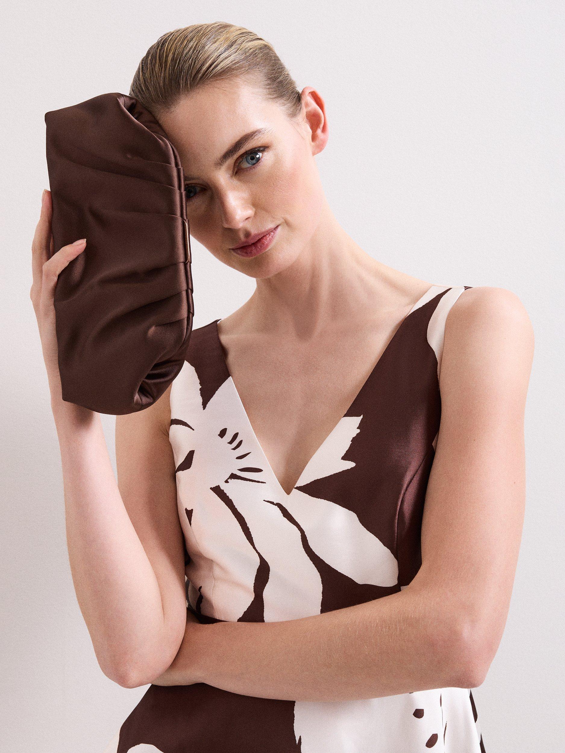 Product image 6 of 9, which shows Phase Eight Satin Clutch Bag, Brown, One Size