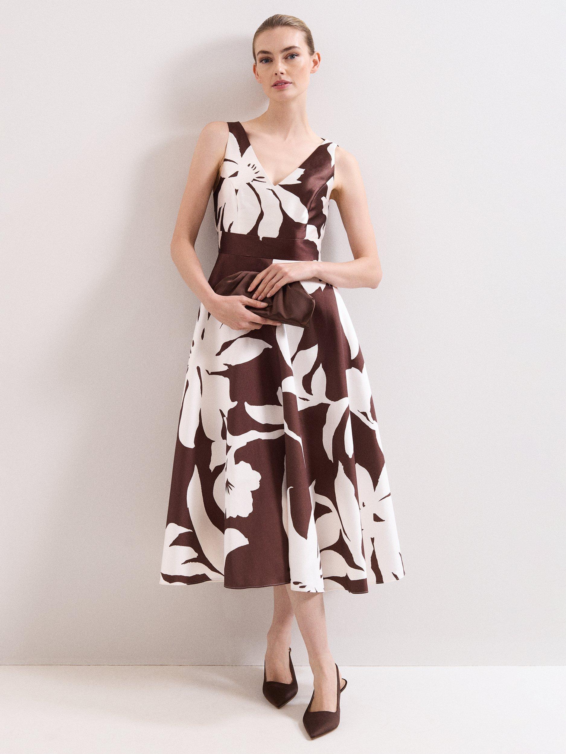 Product image 9 of 9, which shows Phase Eight Satin Clutch Bag, Brown, One Size