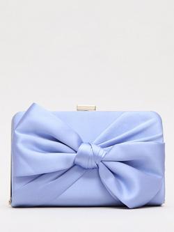 Phase Eight Satin Knot Front Box Clutch Bag, Pale Blue, Pale Blue