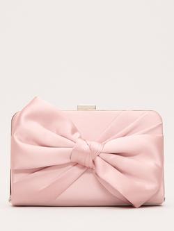 Phase Eight Satin Knot Front Box Clutch Bag, Pale Pink, Pale Pink