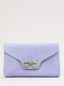 Phase Eight Sparkle Pure Suede Clutch Bag, Pale Blue, Pale Blue
