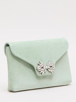 Phase Eight Sparkle Pure Suede Clutch Bag, Pale Green - view 2, Pale Green