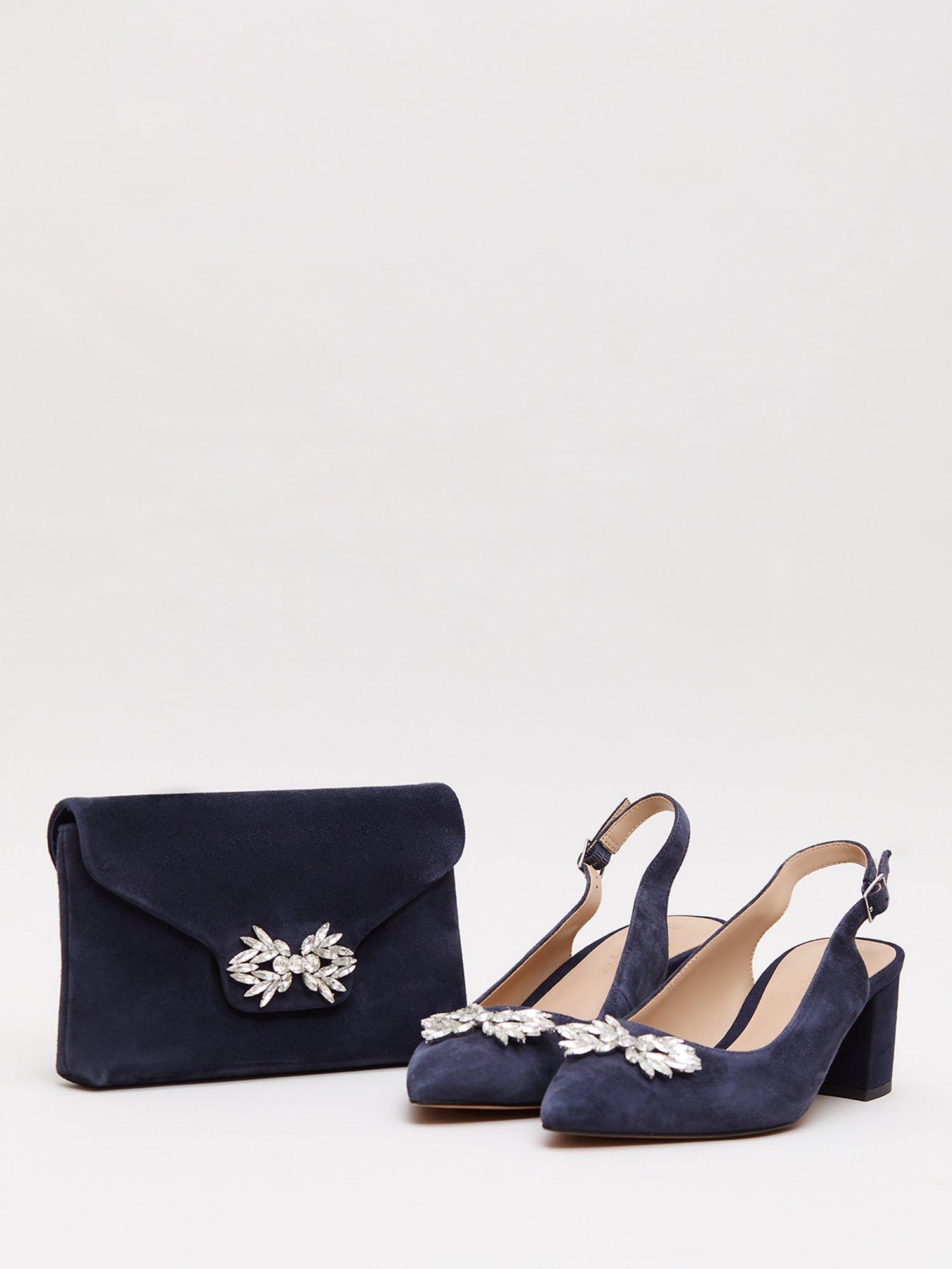 Product image 5 of 8, which shows Phase Eight Sparkle Pure Suede Clutch Bag, Navy, One Size