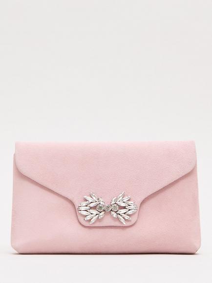 Phase Eight Sparkle Pure Suede Clutch Bag, Pale Pink, Pale Pink