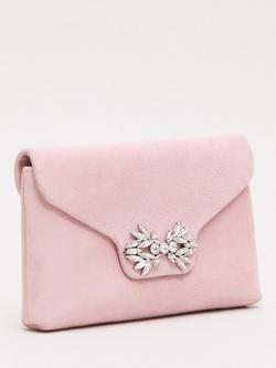 Phase Eight Sparkle Pure Suede Clutch Bag, Pale Pink - view 2, Pale Pink