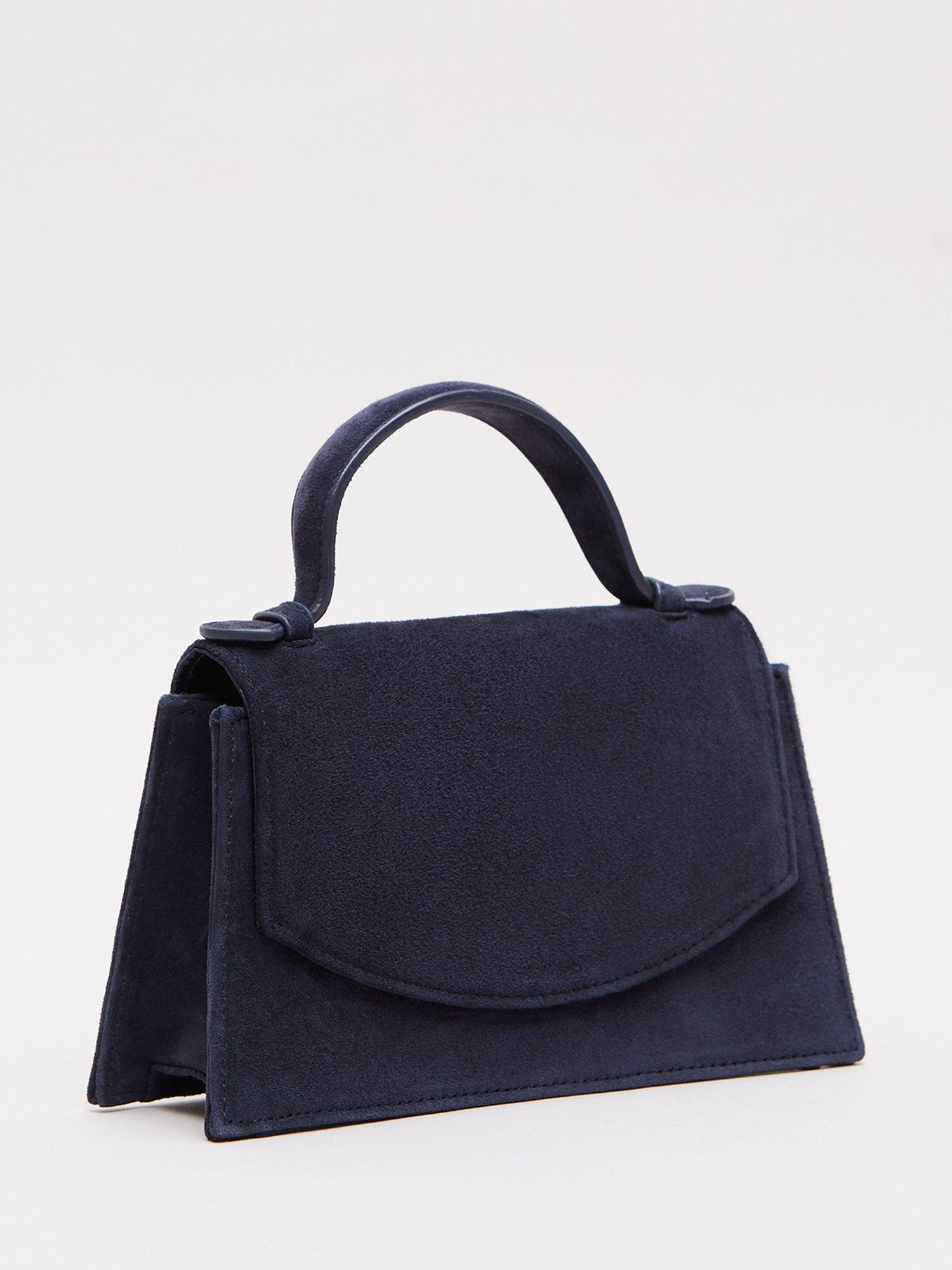 Product image 2 of 8, which shows Phase Eight Top Handle Pure Suede Bag, Navy, One Size