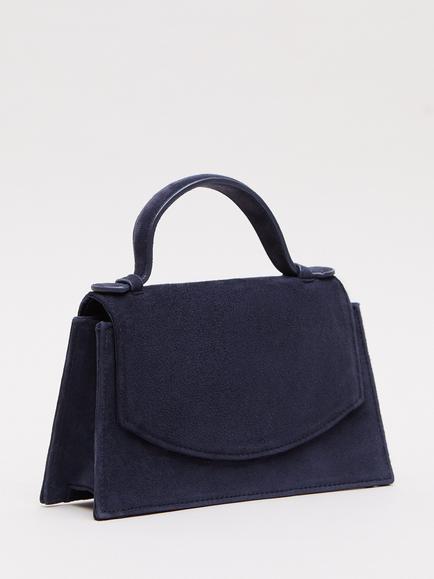 Phase Eight Top Handle Pure Suede Bag, Navy - view 2, Navy