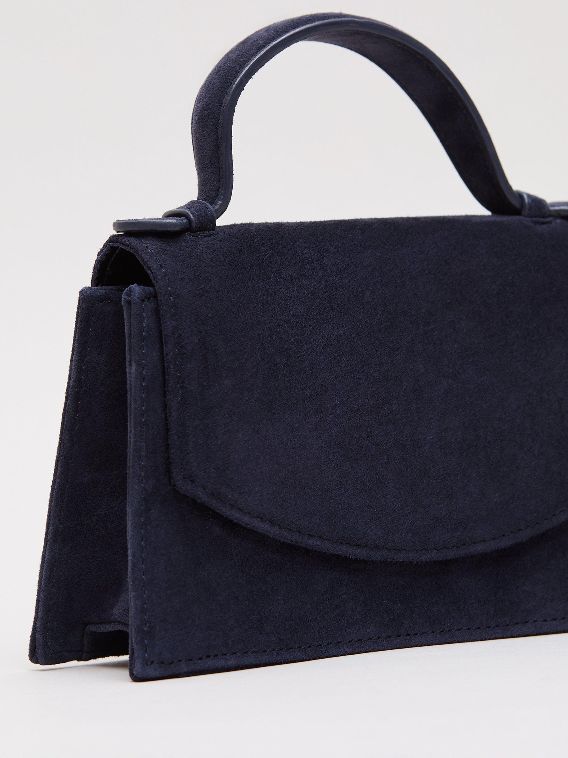 Product image 3 of 8, which shows Phase Eight Top Handle Pure Suede Bag, Navy, One Size