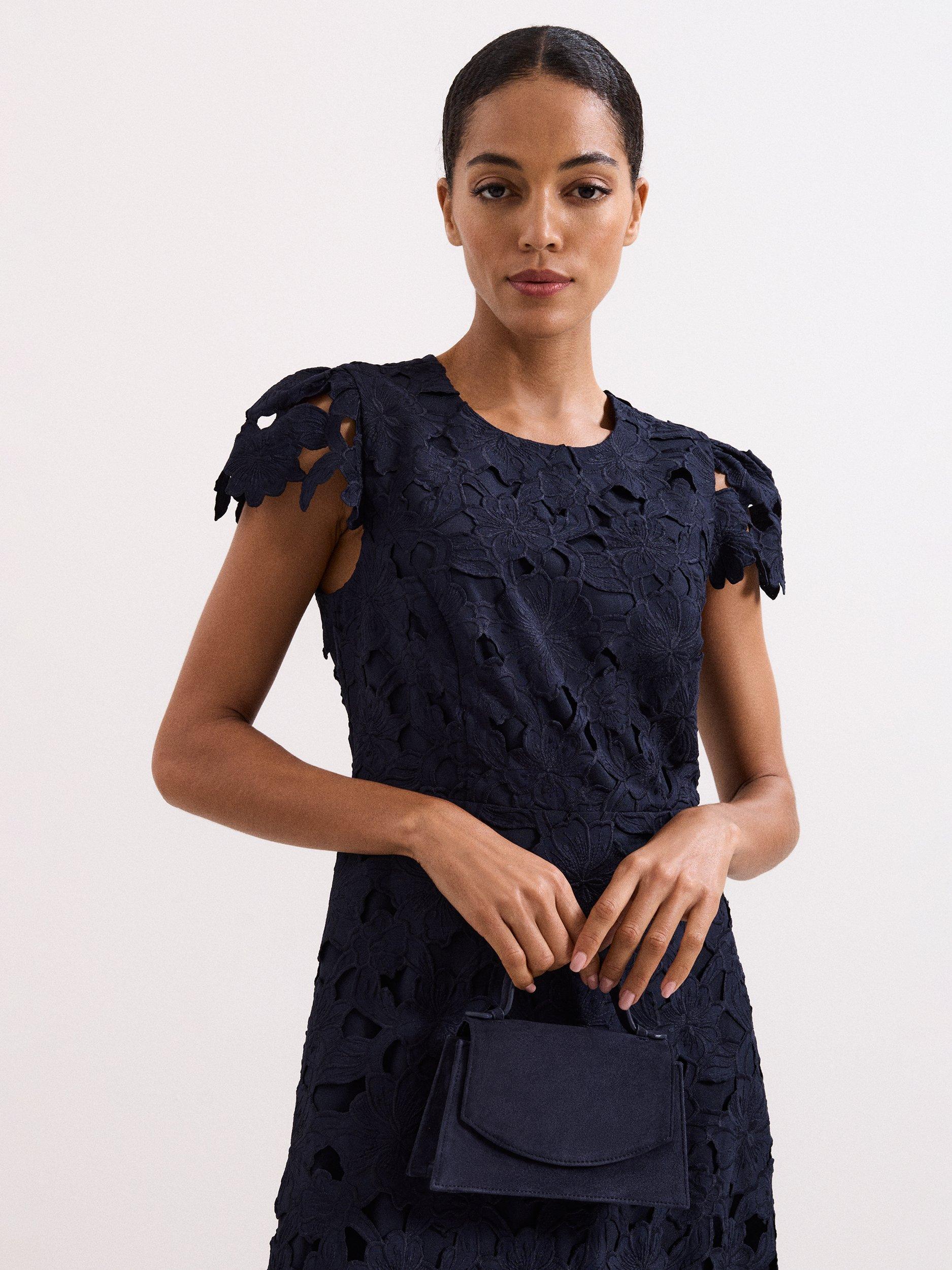 Product image 6 of 8, which shows Phase Eight Top Handle Pure Suede Bag, Navy, One Size