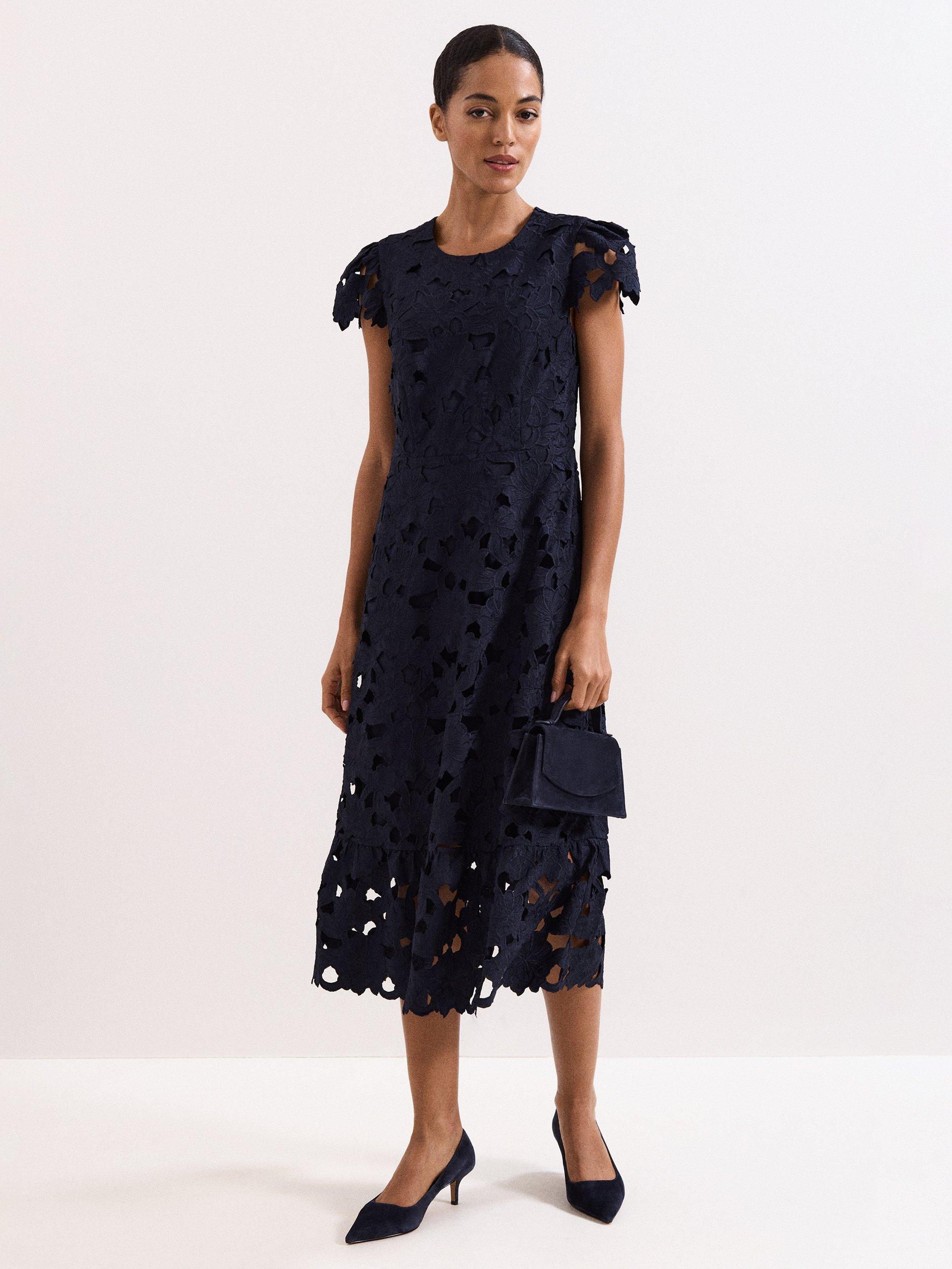 Product image 8 of 8, which shows Phase Eight Top Handle Pure Suede Bag, Navy, One Size