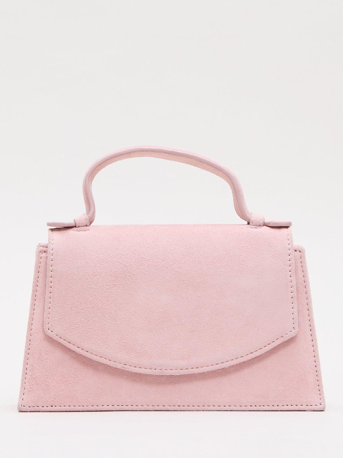 Product image 1 of 8, which shows Phase Eight Top Handle Pure Suede Bag, Pale Pink, One Size