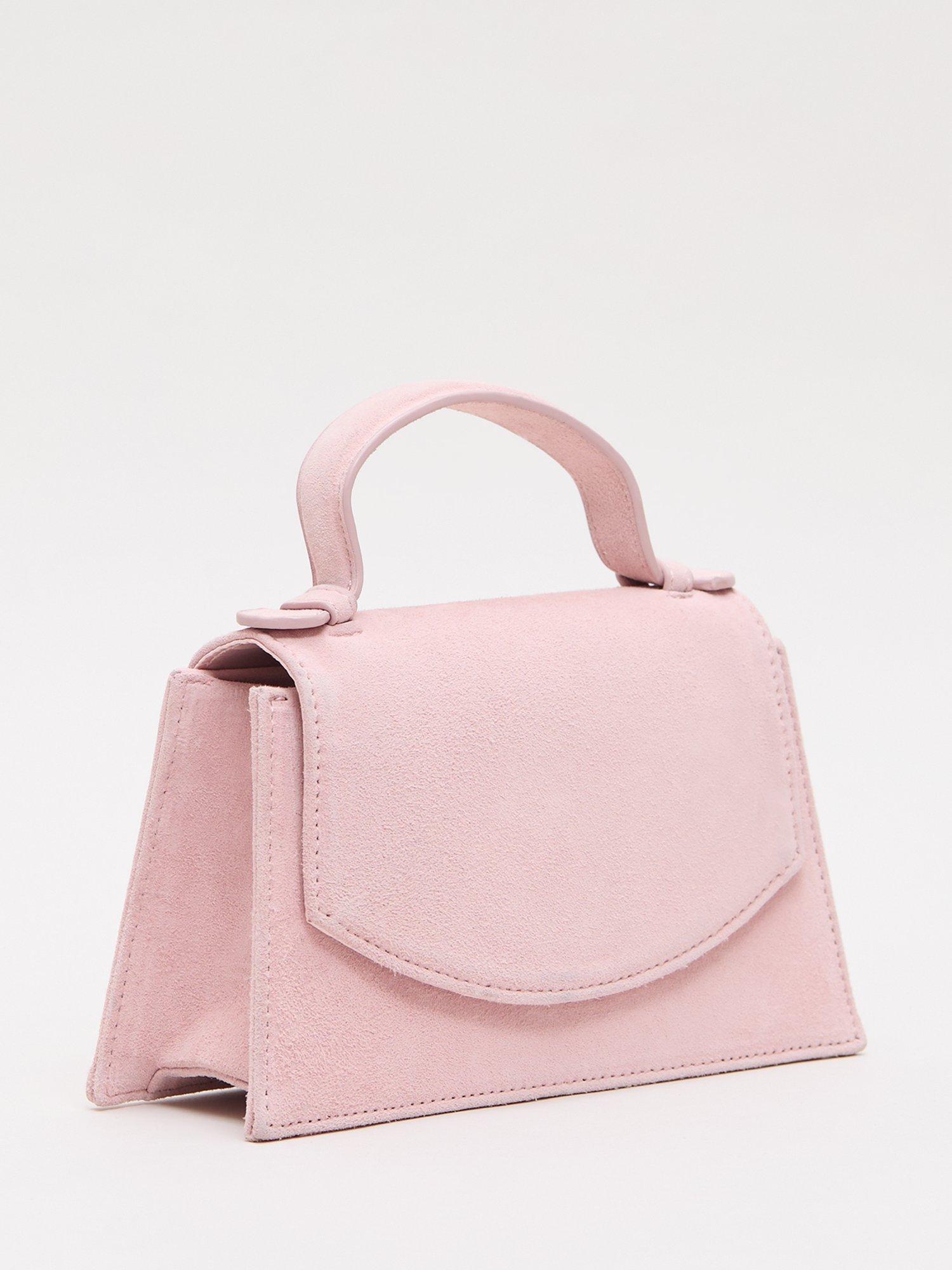 Product image 2 of 8, which shows Phase Eight Top Handle Pure Suede Bag, Pale Pink, One Size
