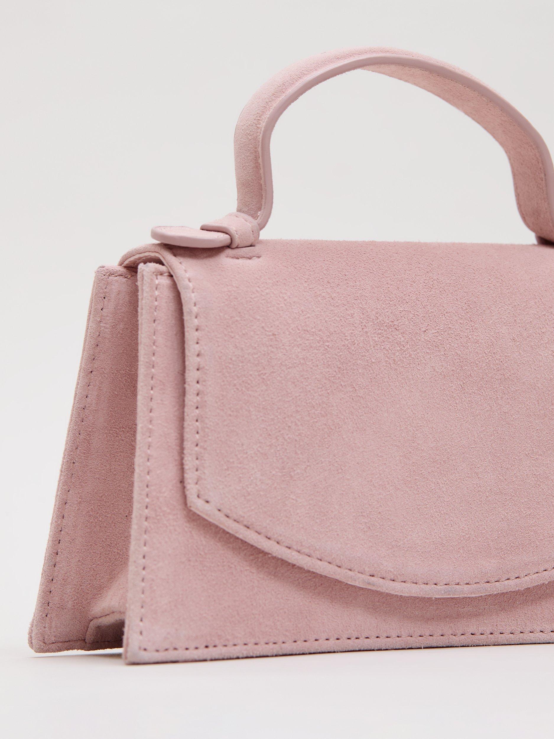 Product image 3 of 8, which shows Phase Eight Top Handle Pure Suede Bag, Pale Pink, One Size