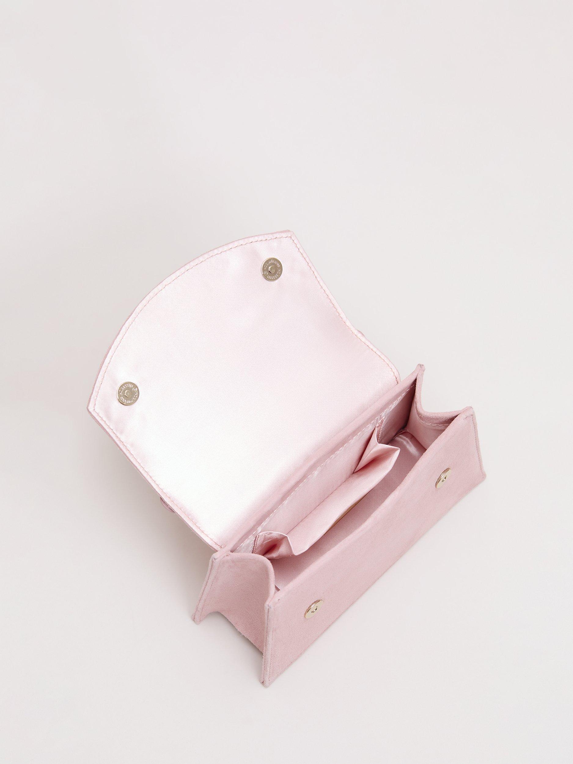 Product image 4 of 8, which shows Phase Eight Top Handle Pure Suede Bag, Pale Pink, One Size