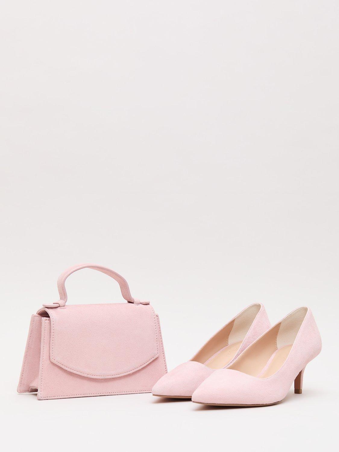 Product image 5 of 8, which shows Phase Eight Top Handle Pure Suede Bag, Pale Pink, One Size