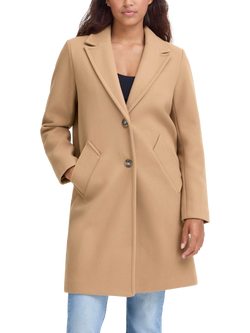 ICHI Jannet Long Sleeve Collared Coat, Camel