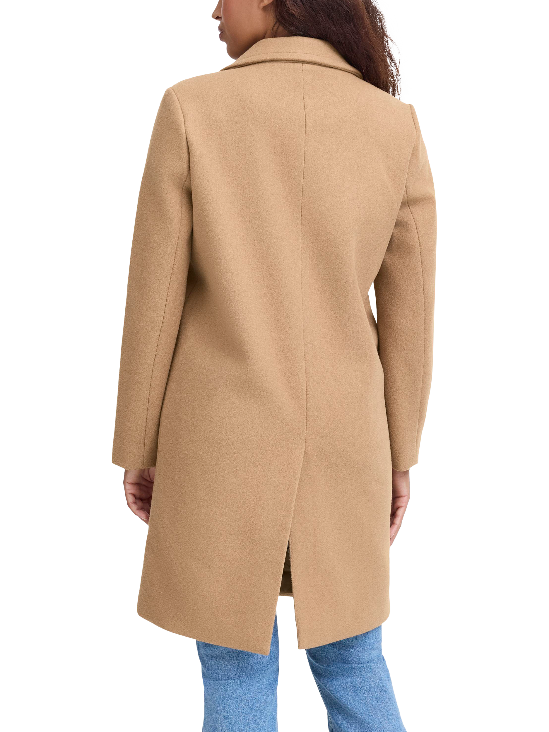 Product image 2 of 7, which shows ICHI Jannet Long Sleeve Collared Coat , Camel, 8