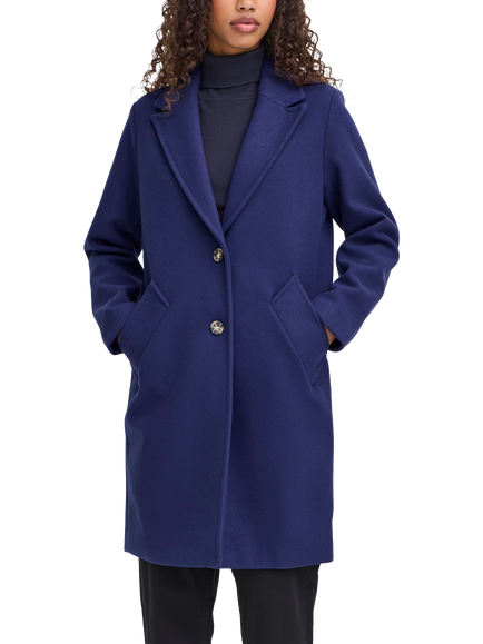ICHI Jannet Long Sleeve Collared Coat, Patriot Blue