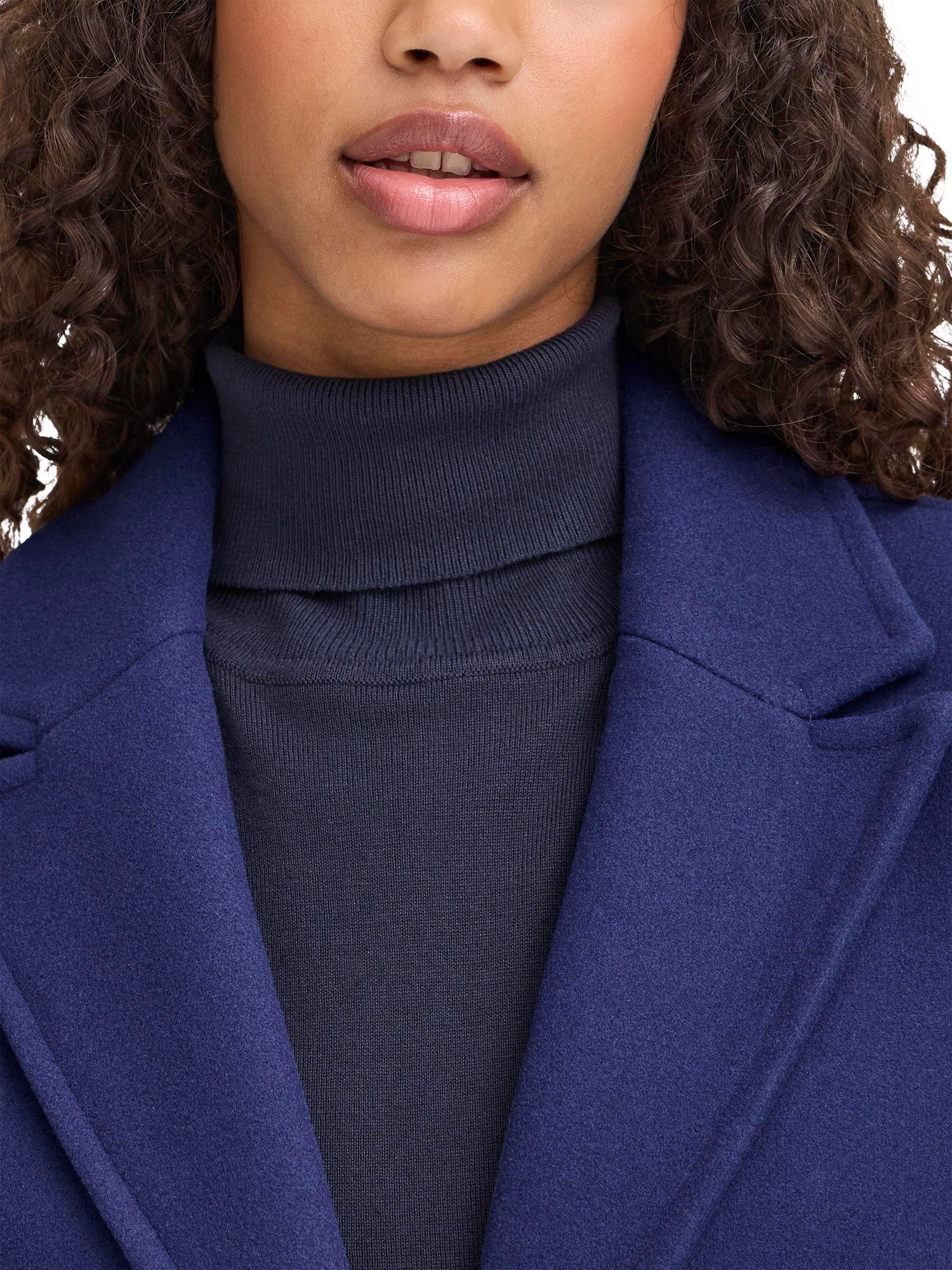 Product image 4 of 7, which shows ICHI Jannet Long Sleeve Collared Coat , Patriot Blue, 8