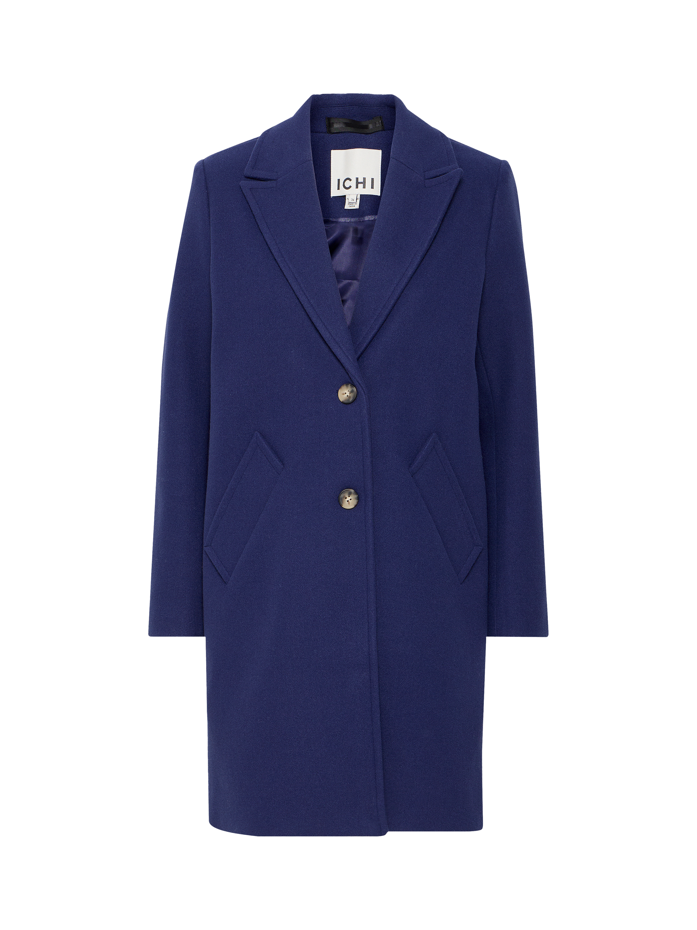 Product image 5 of 7, which shows ICHI Jannet Long Sleeve Collared Coat , Patriot Blue, 8