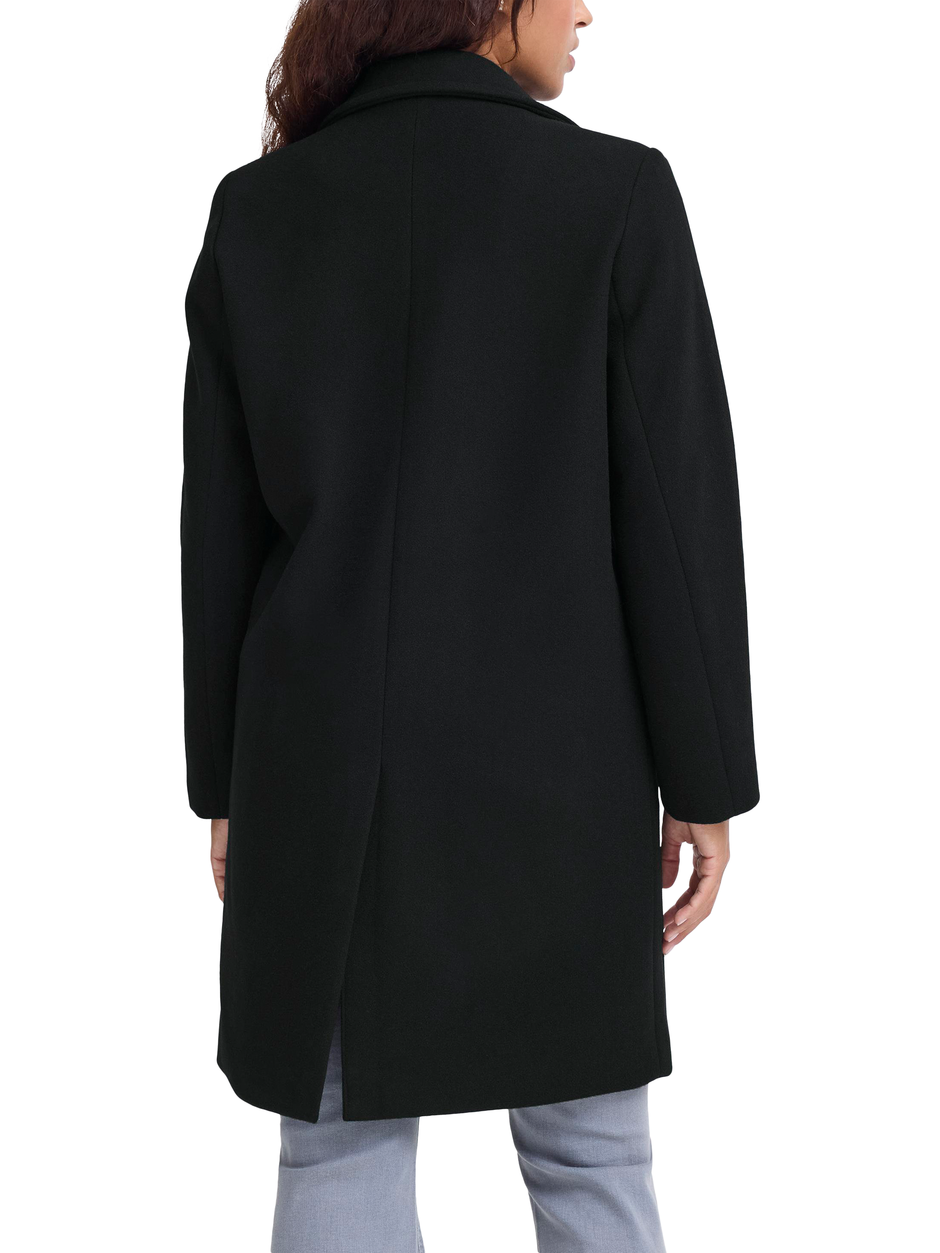 Product image 2 of 7, which shows ICHI Jannet Long Sleeve Collared Coat , Black, 8
