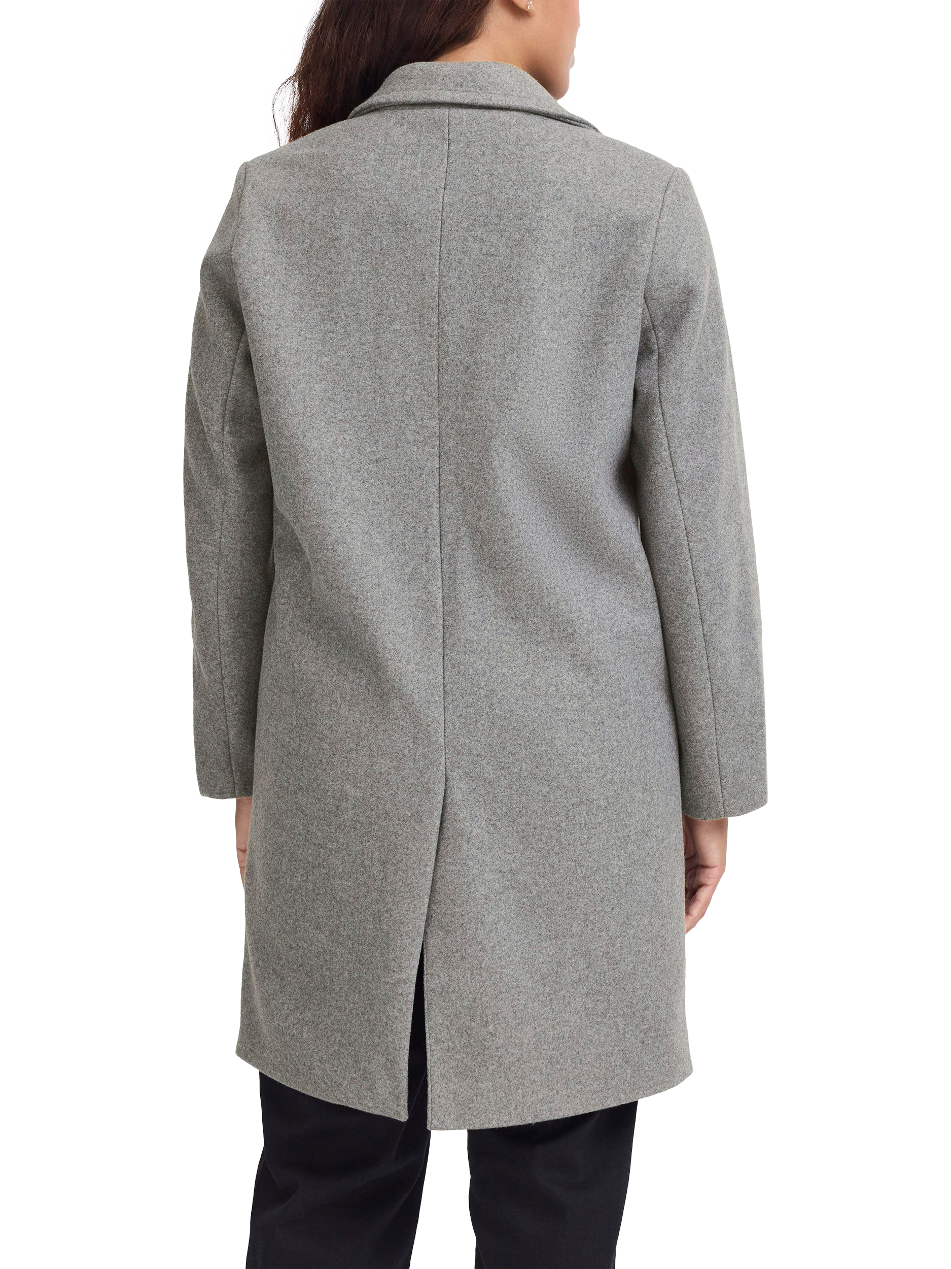 Product image 2 of 7, which shows ICHI Jannet Long Sleeve Collared Coat , Grey, 8