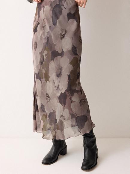 Jigsaw Antique Floral Midi Skirt, Brown/Multi, Brown/Multi