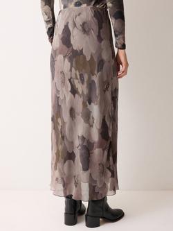 Jigsaw Antique Floral Midi Skirt, Brown/Multi - view 2, Brown/Multi