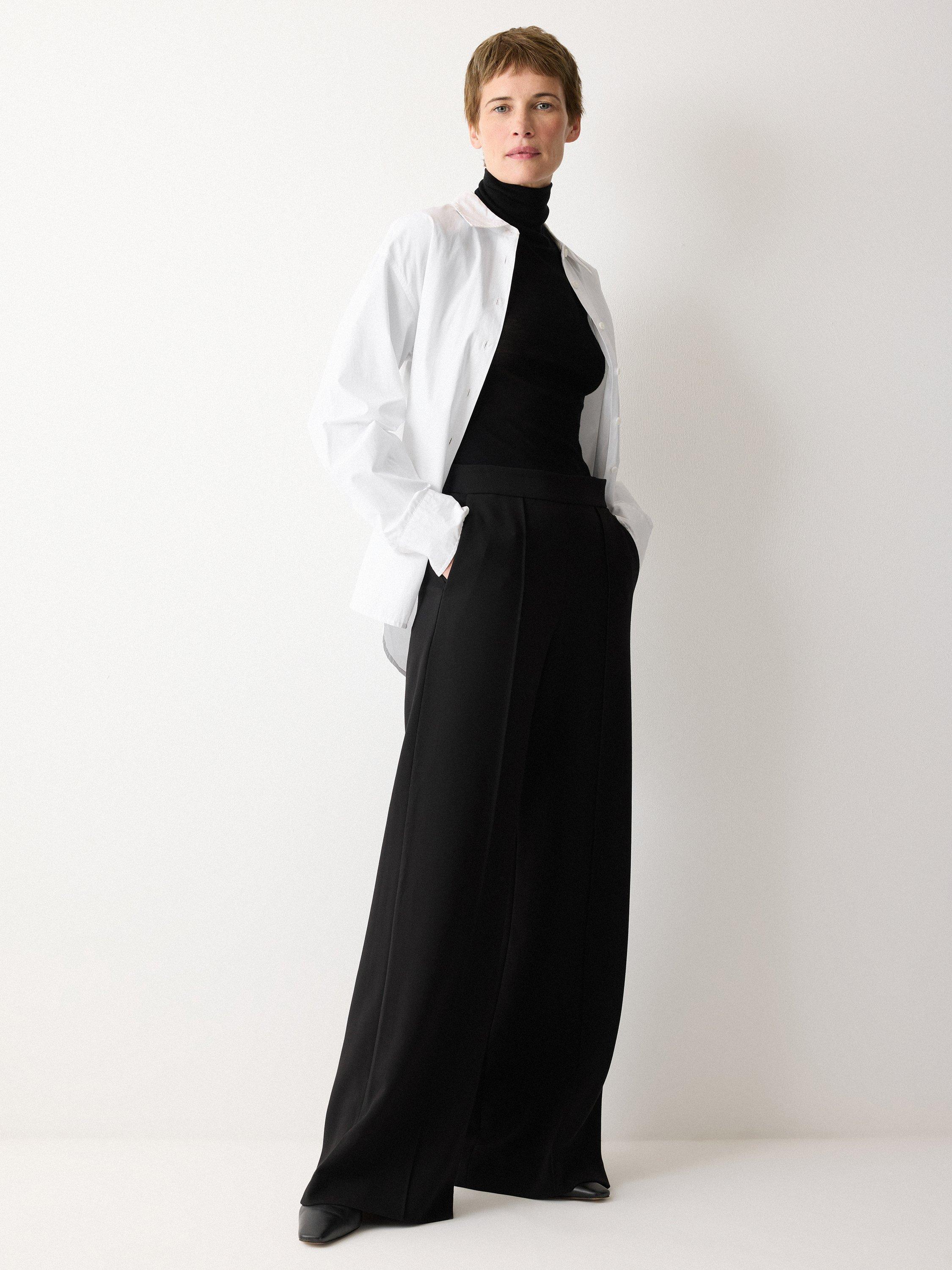 Product image 1 of 5, which shows Jigsaw Modern Crepe Wide Leg Trousers, Black, 6