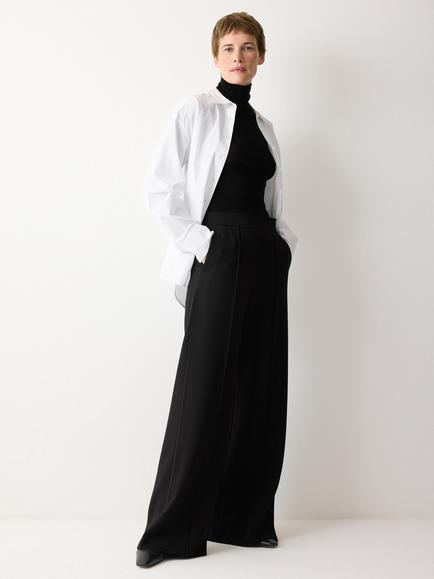 Jigsaw Modern Crepe Wide Leg Trousers, Black, Black