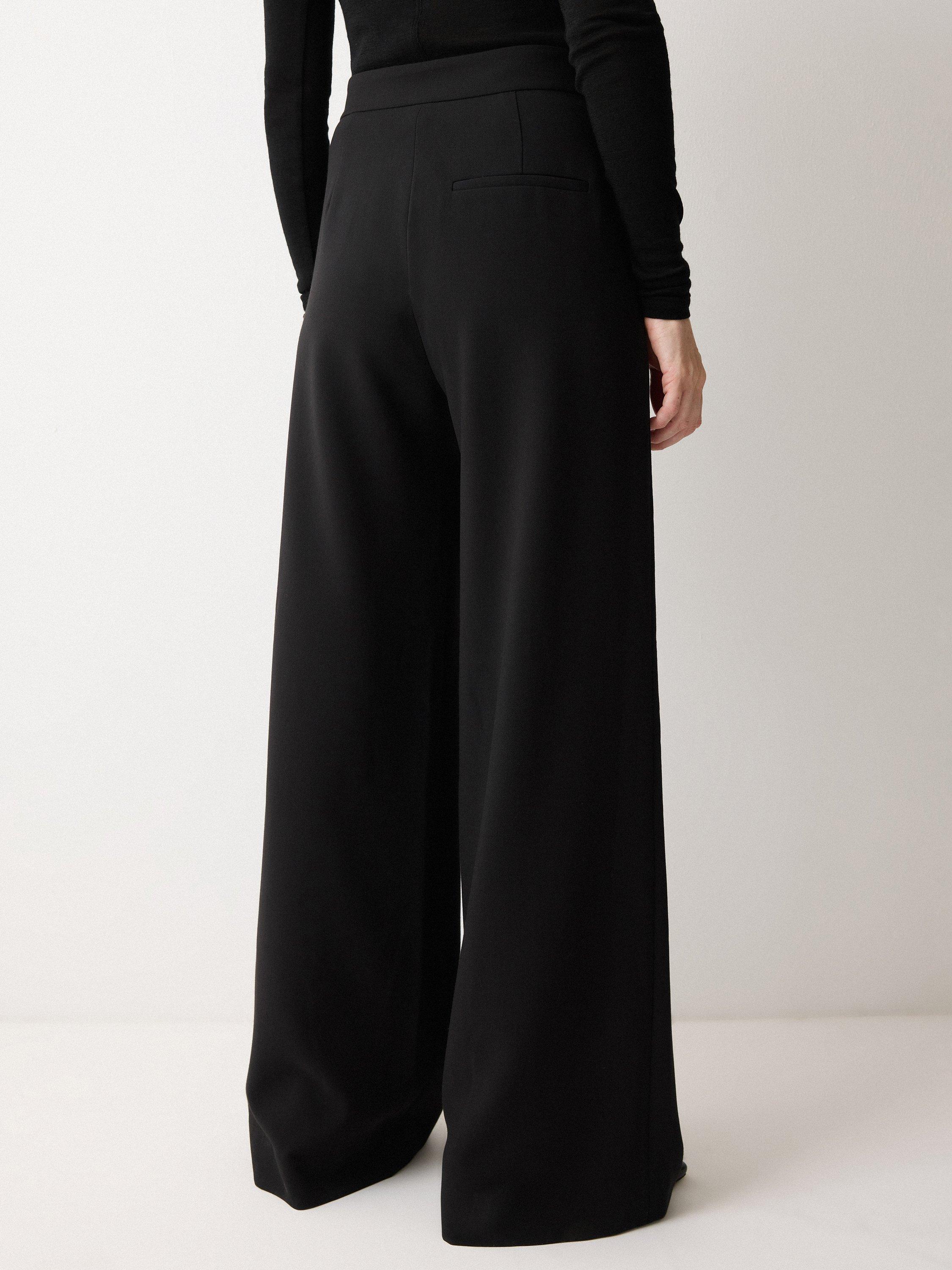 Product image 2 of 5, which shows Jigsaw Modern Crepe Wide Leg Trousers, Black, 6