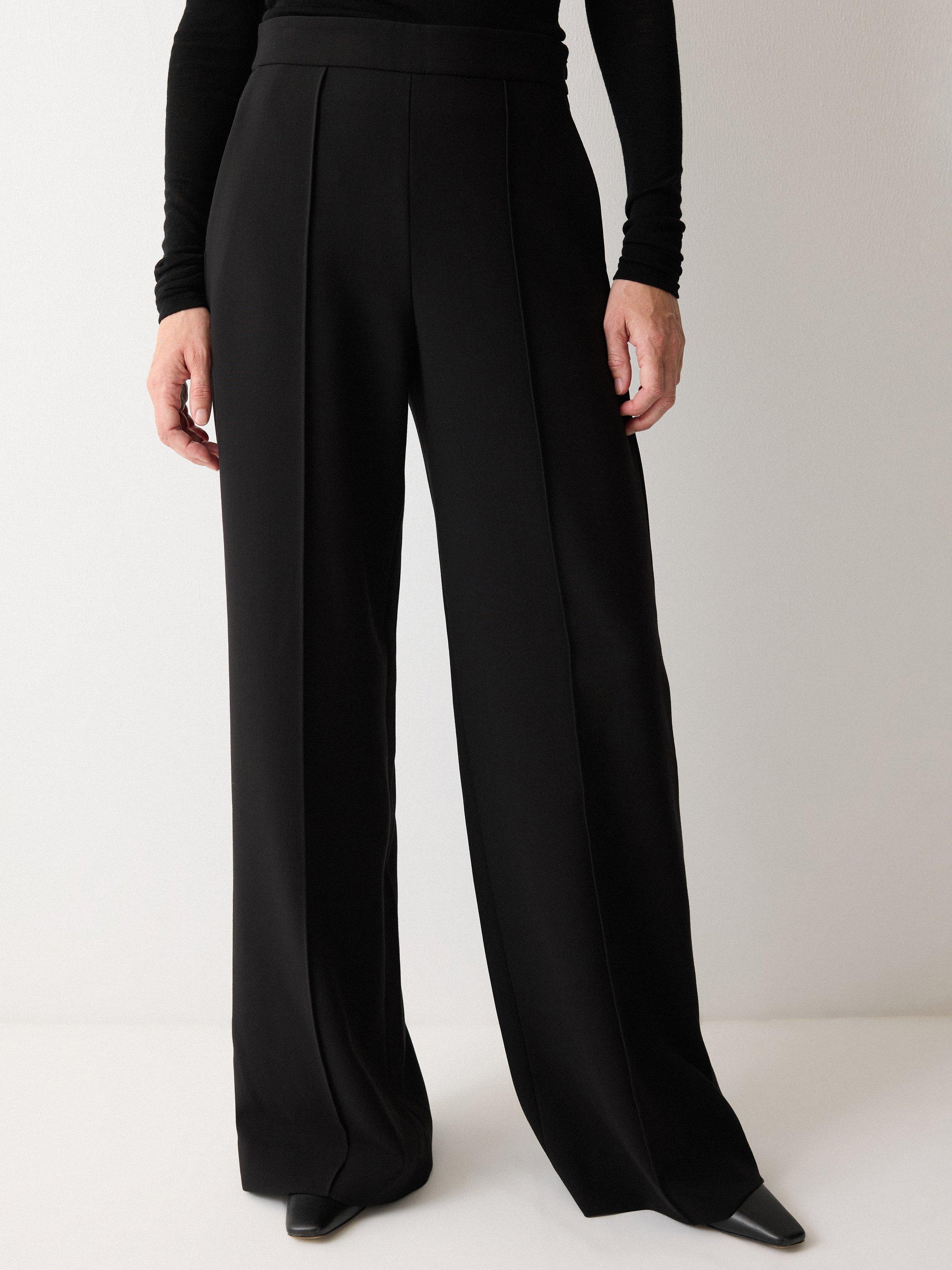 Product image 3 of 5, which shows Jigsaw Modern Crepe Wide Leg Trousers, Black, 6