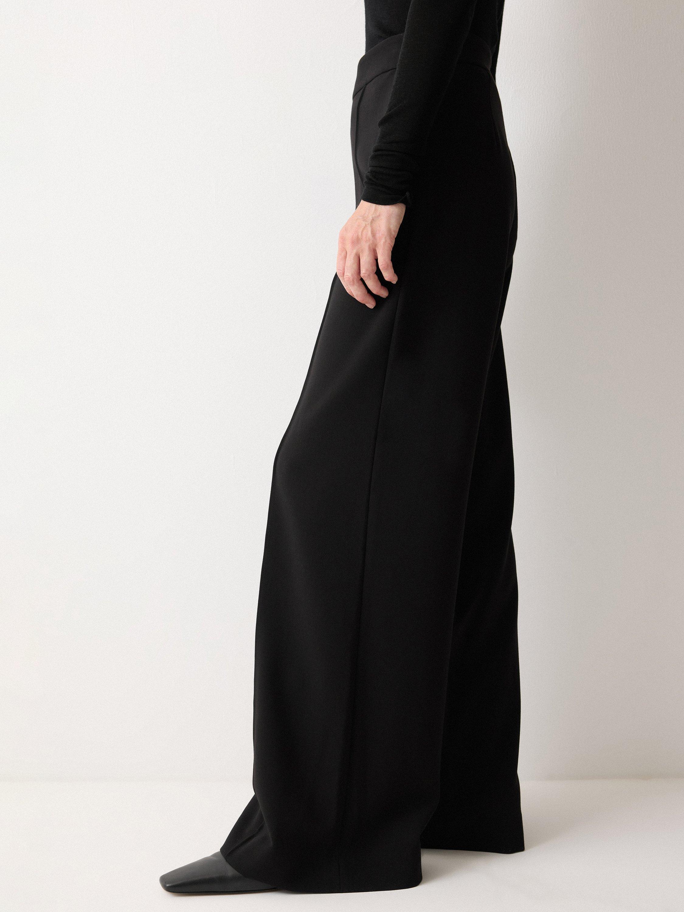 Product image 4 of 5, which shows Jigsaw Modern Crepe Wide Leg Trousers, Black, 6