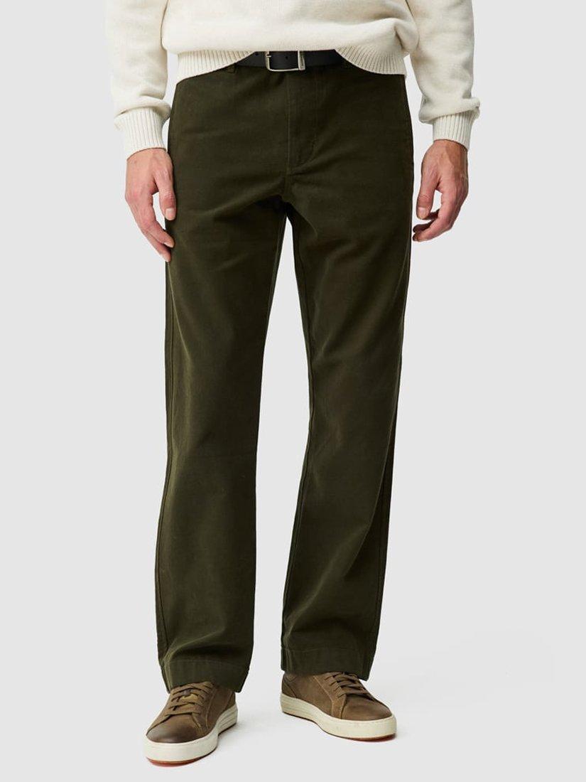 Product image 1 of 6, which shows Rodd & Gunn Clyde Relaxed Fit Trousers, Olive, 28R