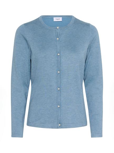 Saint Tropez Jemma Crew Neck Cardigan, Blue Shadow Melange, Blue Shadow Melange